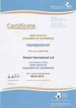 Chamber of Commerce Certificate