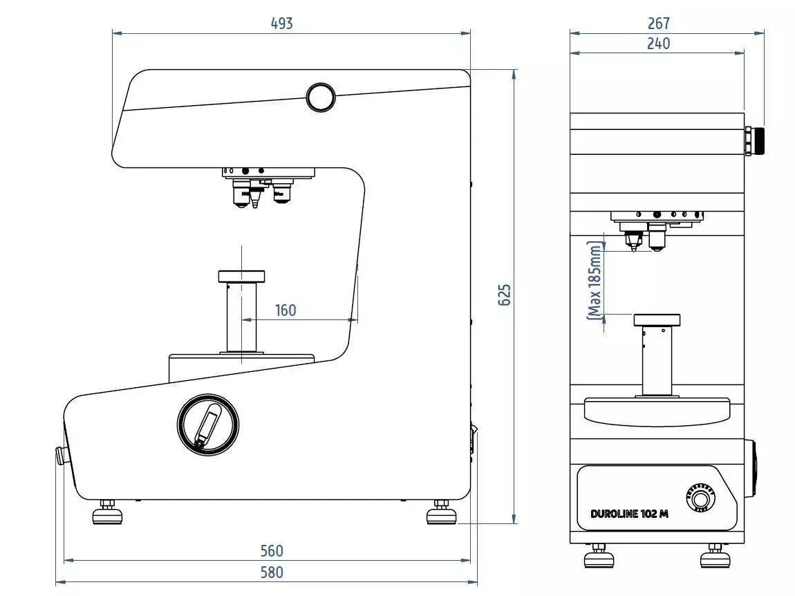 knoop vickers hardness tester dimensions