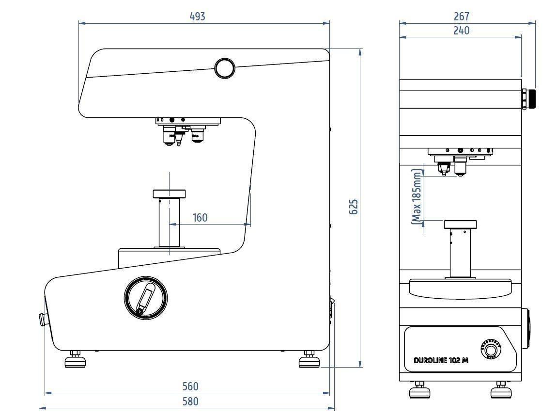 knoop vickers hardness tester dimensions